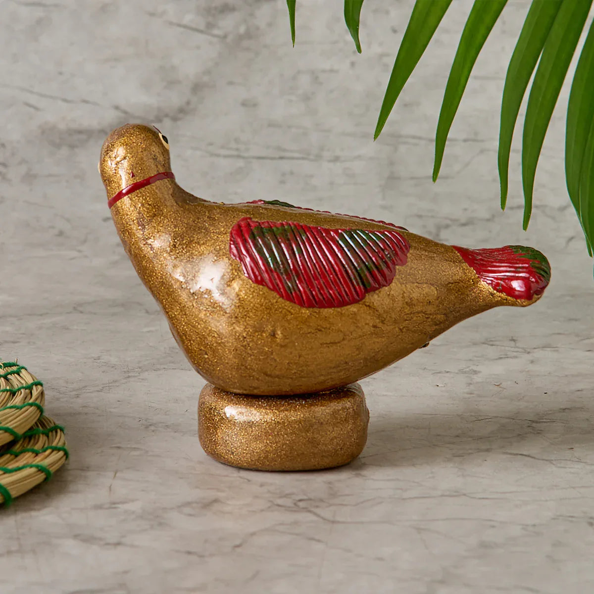 Shellac Bird Figurine with Base- Ochre – view 3